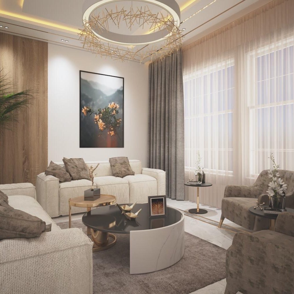 تصميم داخلي لفيلا مع استخدام الاسلوب الحديث و الكلاسك