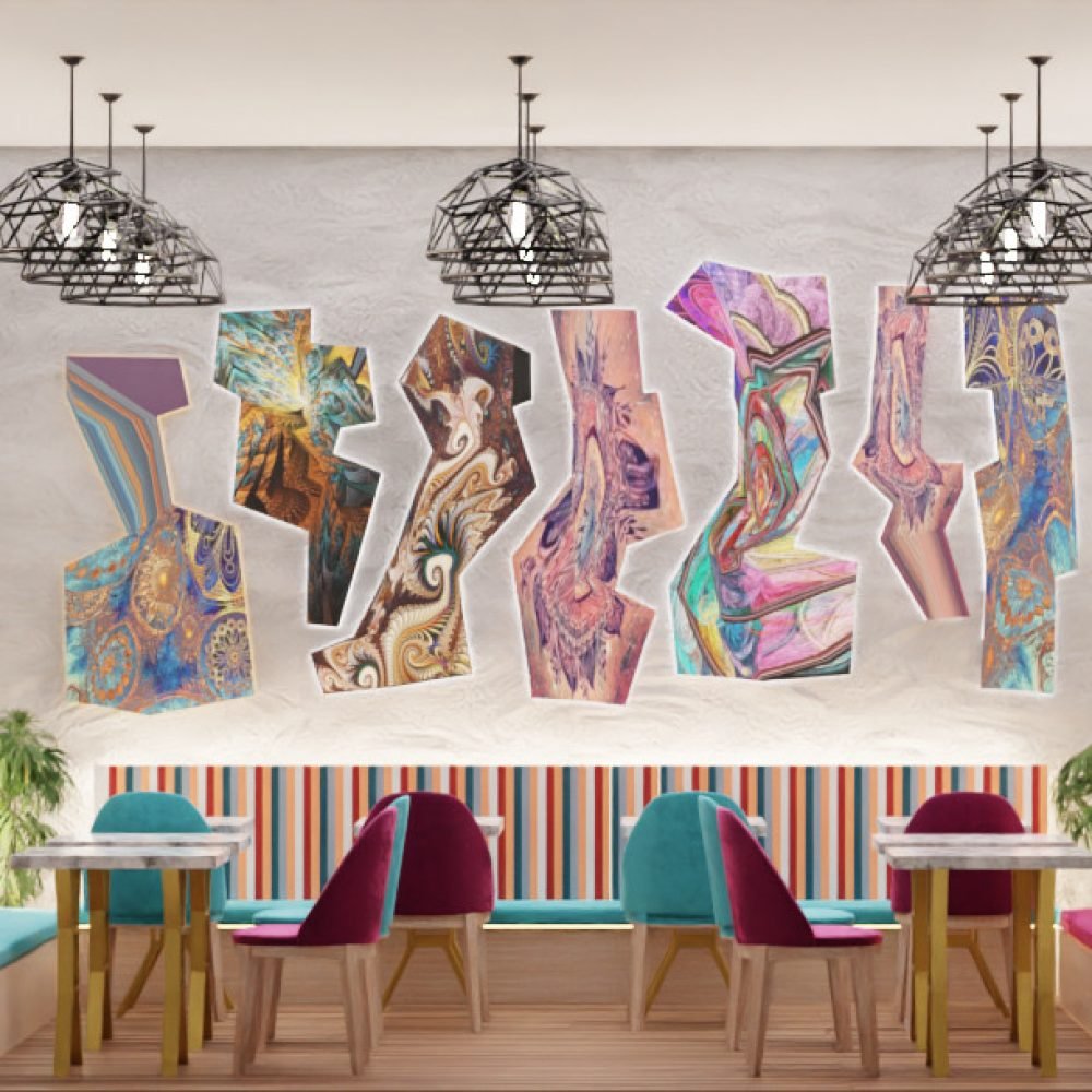 تصميم مقهى بالوان مميزه