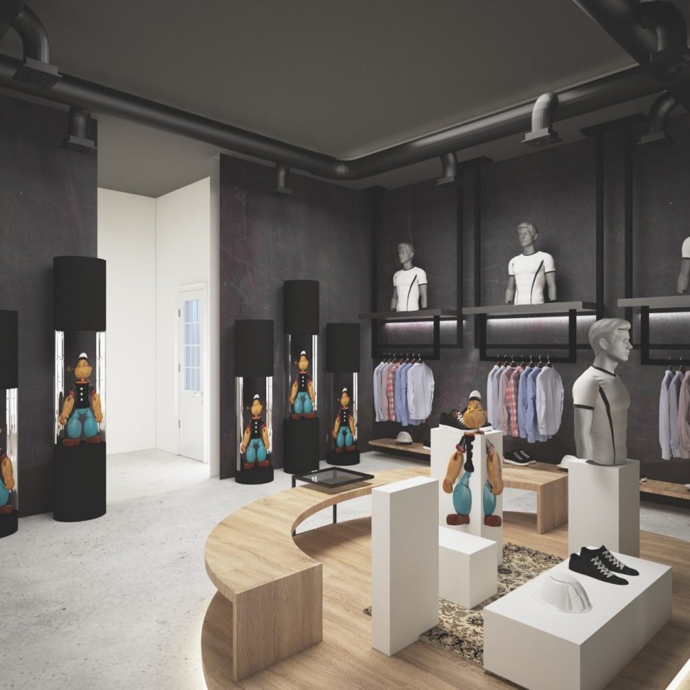 تصميم محل ملابس و احذيه